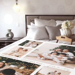 シンプル スクリプト ファミリー フォト コラージュ ホリデー フリースブランケット