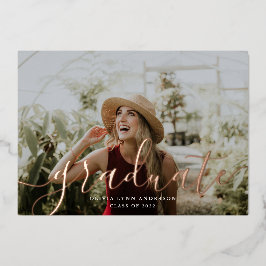 シンプル・スクリプト・フォイルの卒業発表 箔招待状