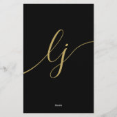 シンプル スクリプト ブラック ゴールド パーソナライズ ステーショナリー (裏面)