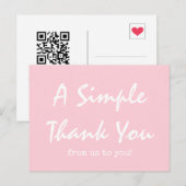シンプル スクリプト ブラッシュ ピンク ビジネス サンクス ポストカード (正面/裏面)