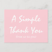 シンプル スクリプト ブラッシュ ピンク ビジネス サンクス ポストカード (正面)