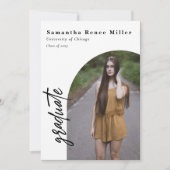 シンプル スクリプト モダン アーチ 2 フォト 卒業式 招待状 (正面)