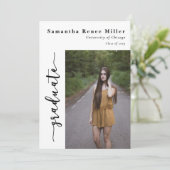 シンプル スクリプト モダン 2 フォト 卒業 招待状 (スタンド正面)