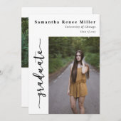 シンプル スクリプト モダン 2 フォト 卒業 招待状 (正面/裏面)