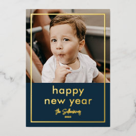 シンプル スクリプト 名前 ミニマル 写真 新年 箔シーズンカード