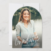 シンプル スクリプト 2 フォト アーチ 卒業 招待状 (正面)