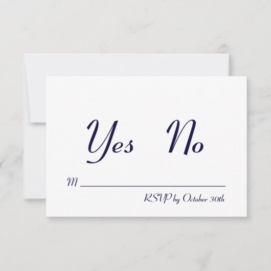 シンプル&スタイリッシュなネイビーとホワイトのRSVP 招待状 (正面)