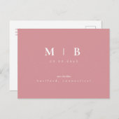 シンプル & スタイリッシュなモノグラム ブッシュ 保存日 案内ポストカード (正面/裏面)