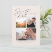 シンプル & スタイリッシュ ニュートラル 3 フォト 手書き セーブザデート (スタンド正面)