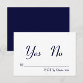 シンプル＆スタイリッシュ ネイビーとホワイトの出欠確認 招待状 (正面/裏面)