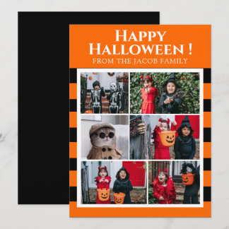 シンプル・スパイキー・ブー・ストライプ ハッピーハロウィン 6 写真 シーズンカード
