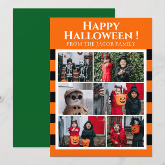 シンプル・スパイキー・ブー・ストライプ ハッピーハロウィン 6 写真 シーズンカード