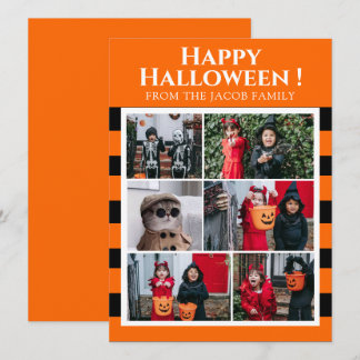 シンプル スプーキー ブー ストライプ ハッピーハロウィン 6 写真 シーズンカード
