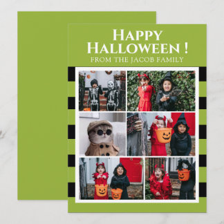 シンプル スプーキー ブー ストライプ ハッピーハロウィン 6 写真 シーズンカード