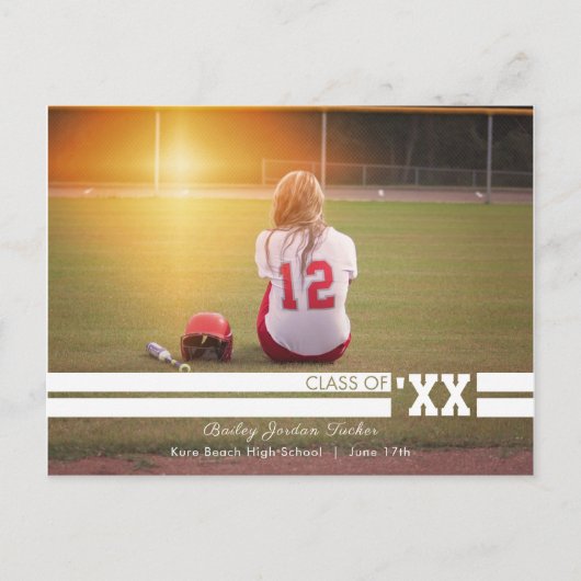 シンプル&スポーティ卒業写真の発表 ポストカード (正面)