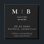 シンプル スリム モノグラム 白黒 ウェディング セーブ・ザ・デート II マグネット<br><div class="desc">現代風 ブラック＆ホワイト モノグラム ウェディング セーブ・ザ・デート マグネット。オリジナルより大きいプリント。</div>