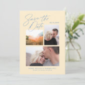 シンプル & ス スタイル イエロー 3 つの写真 手書き セーブザデート (スタンド正面)