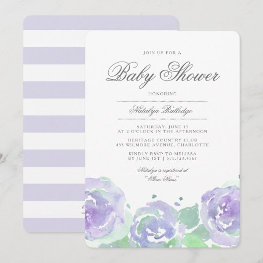 シンプル セレニティ ベビーシャワー 招待状 (正面/裏面)