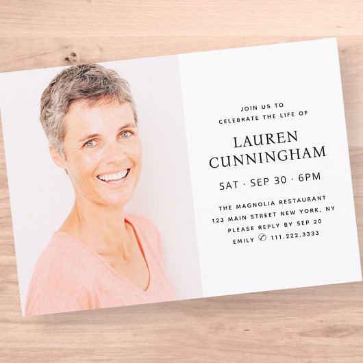 シンプル セレブレーション オブ ライフ モダン ミニマリスト フォト 招待状