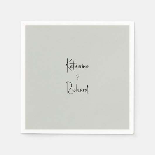 シンプル セージ カスタム ウェディング コクテール ナプキン スタンダードカクテルナプキン (正面)