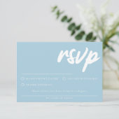 シンプル ソフト ブルー RSVP カード 飲食選択付き (スタンド正面)