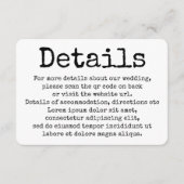 シンプル タイプライター タイポグラフィ 詳細 QR コード エンクロージャーカード (正面)