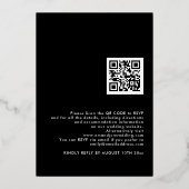 シンプル タイポグラフィー ウェディング ブラック ゴールド リアル 箔招待状 (裏面)