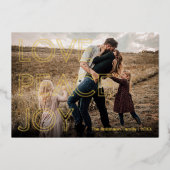 シンプル タイポグラフィー フォト クリスマス 箔シーズンカード (正面)