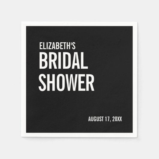 シンプル タイポグラフィー ブライダル シャワー スタンダードカクテルナプキン (正面)