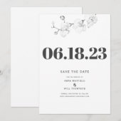 シンプル タイポグラフィー モダン オーキッド ウェディング セーブ デート 招待状 (正面/裏面)