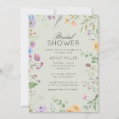 シンプル、タイムレスワイルドフラワーセージブライダルシャワー 招待状 (正面)