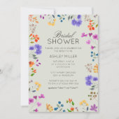 シンプル、タイムレスワイルドフラワーセージブライダルシャワー 招待状 (正面)