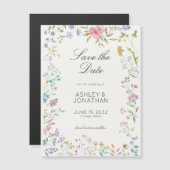 シンプル、タイムレスワイルドフラワーソフトホワイト結婚ズ マグネット招待状 (正面/裏面)