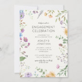シンプル、タイムレス野草婚約パーティ 招待状 (正面)