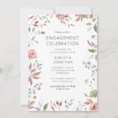 シンプル、タイムレス野草婚約パーティ 招待状 (正面)