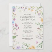 シンプル、タイムレス野草婚約パーティ 招待状 (正面)