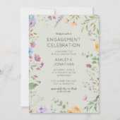 シンプル、タイムレス野草婚約パーティ 招待状 (正面)