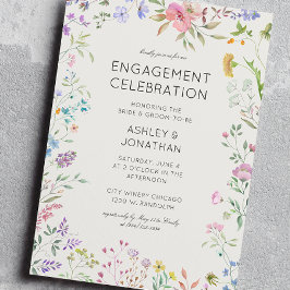 シンプル、タイムレス野草婚約パーティ 招待状