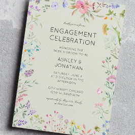 シンプル、タイムレス野草婚約パーティ 招待状