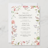 シンプル、タイムレス野草婚約パーティ 招待状 (正面)