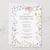 シンプル、タイムレス野草婚約パーティ 招待状 (正面)