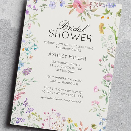 シンプル　タイムレス　ワイルドフラワー　ウェディング　ブライズシャワー 招待状