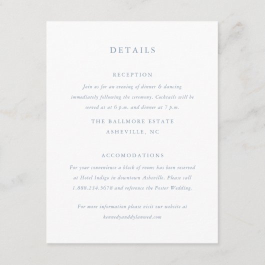 シンプル ダスティーブルー ウェディングの詳細 エンクロージャーカード (正面)