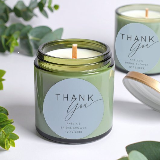 シンプル ダスティーブルー サンクス ブライダルシャワー ラウンドシール