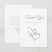 シンプル ダブル ハート グレー 結婚 御礼 招待状 (正面/裏面)
