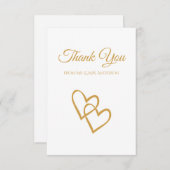 シンプル ダブル ハート ゴールド 結婚 御礼 招待状 (正面/裏面)