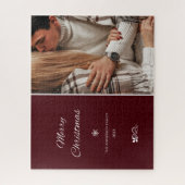 シンプル&ダークエレガントブルゴーニュのクリスマス ジグソーパズル (縦)