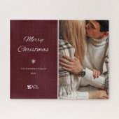 シンプル&ダークエレガントブルゴーニュのクリスマス ジグソーパズル (横)