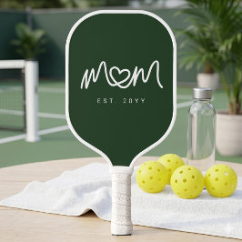 シンプル ダークグリーン ハート スクリプト ママになった年 ピックルボールラケット