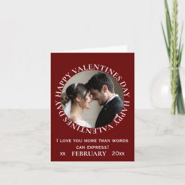 シンプル ダークレッド フォト バレンタインデー 折りたたみ シーズンカード
